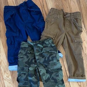 3! Baby Gap Cargo Pants Set - Blue, Khaki, Camouflage 3T